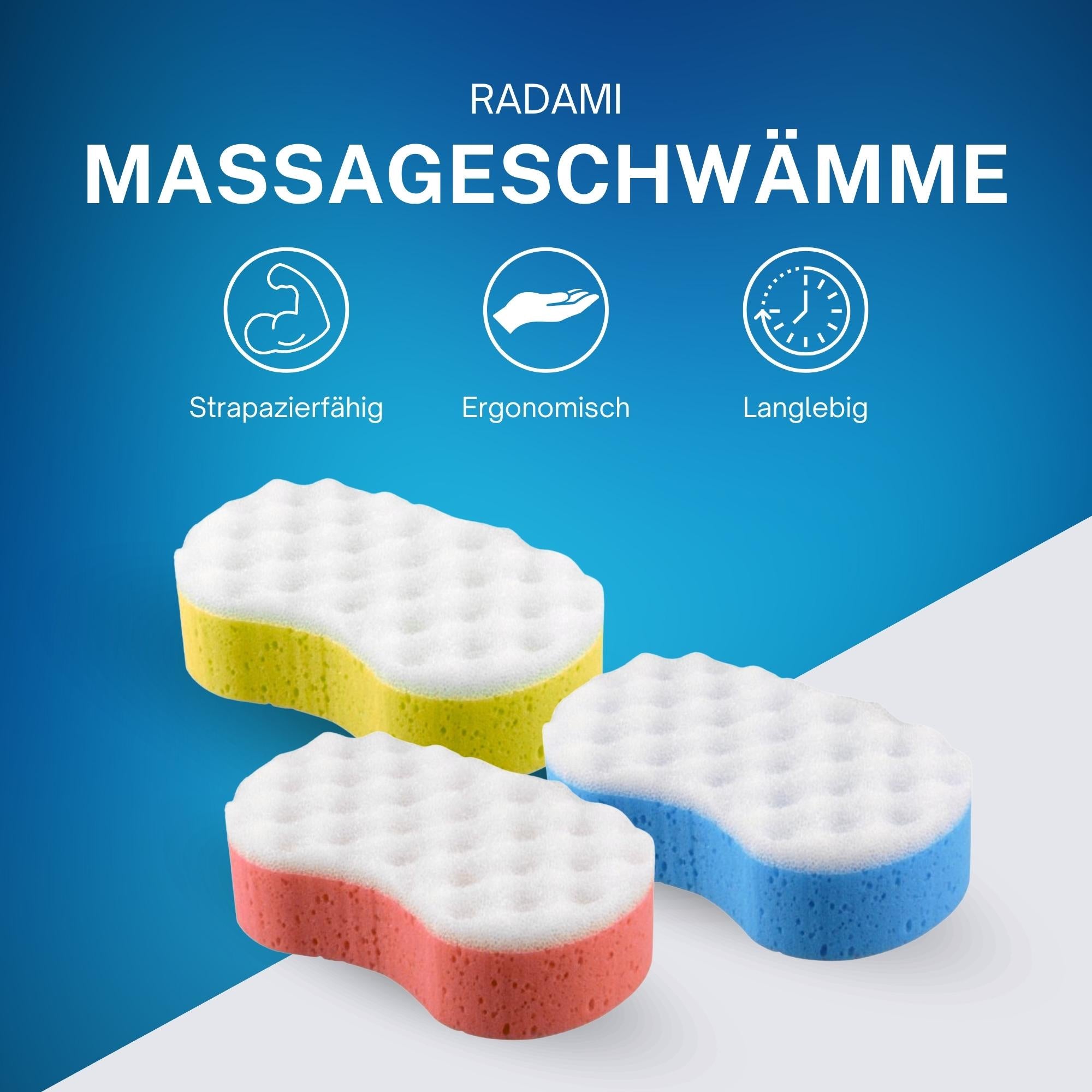 3 x Massageschwamm Duschschwamm Badeschwamm Peeling Schwamm Körperpeeling Handform