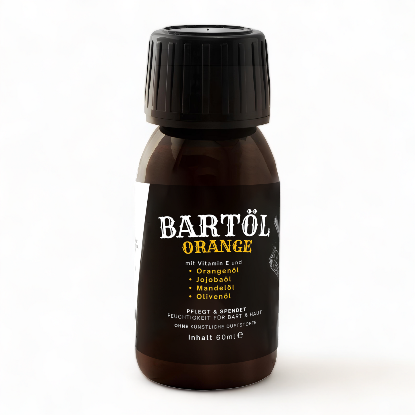Bartöl Orange 60 ml Bartpflege mit Jojobaöl, Mandelöl und Olivenöl - Mimaro