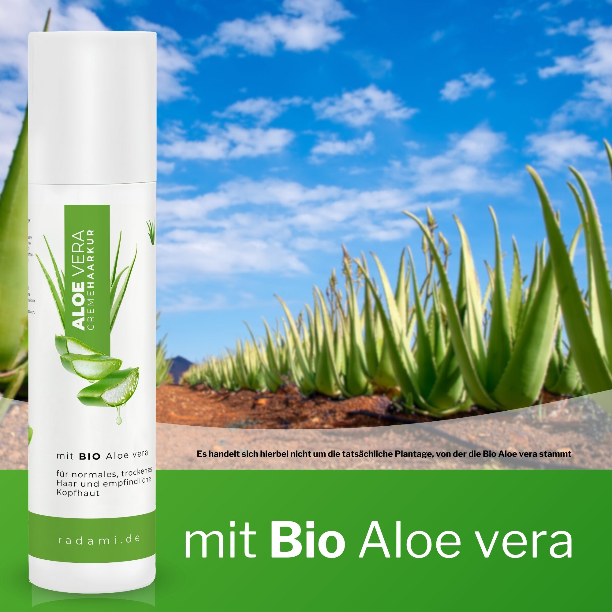 Aloe Vera Creme Haarkur Bio AloeVera für trockenes Haar und empfindliche Kopfhaut 250 ml - Mimaro