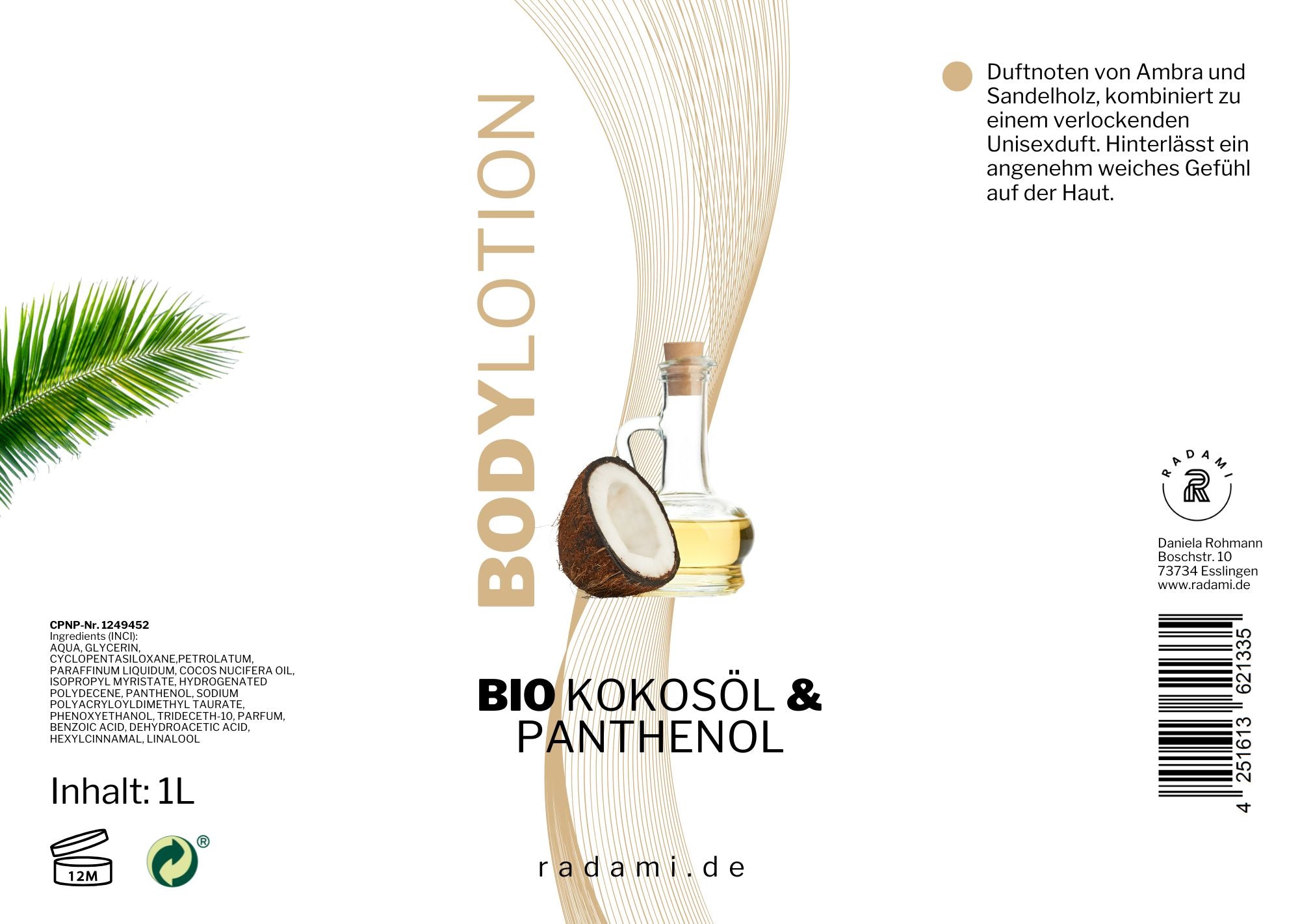 Geschenk Set Geschenkpackung Duschgel Ambra Sandelholz/ Bodylotion Bio Kokosöl 2 x1L - Mimaro