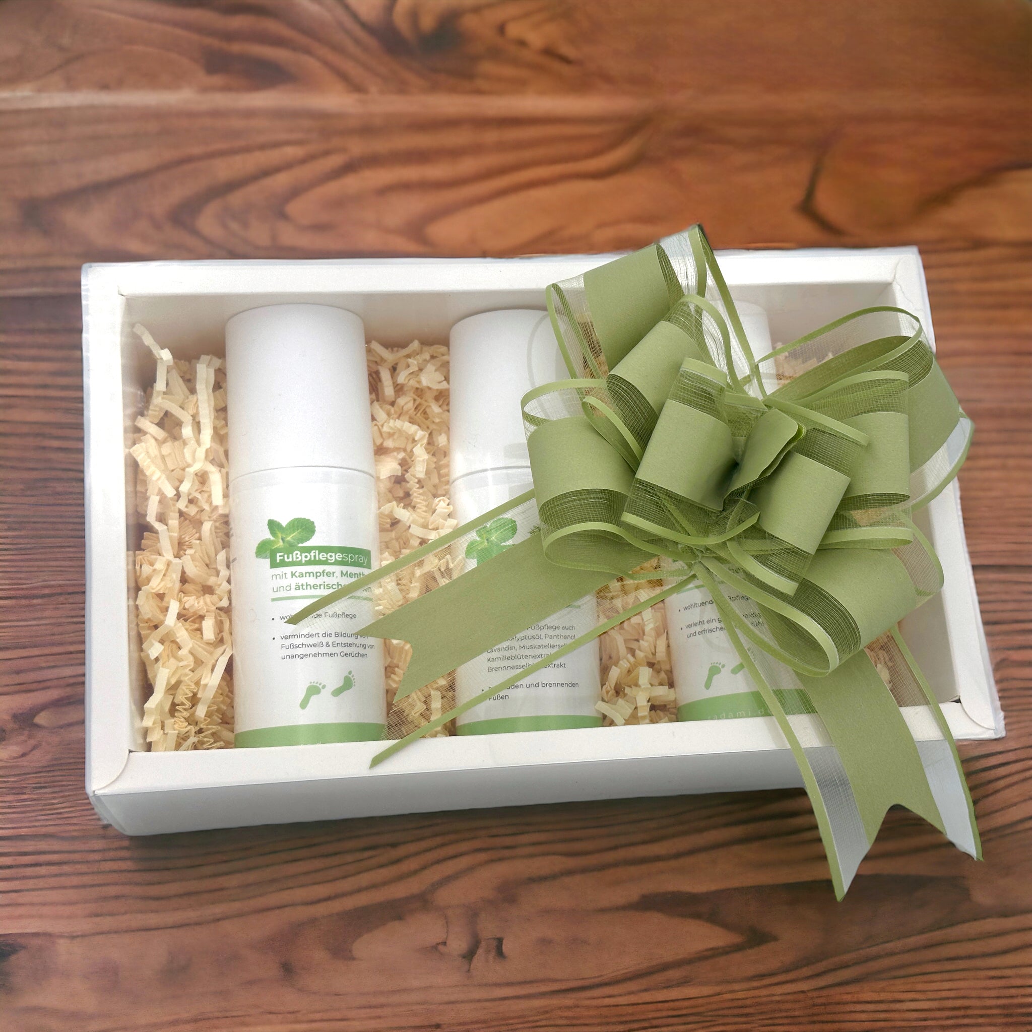 Fußpflege Geschenkbox Fußbad, Fußcreme und Fußspray 3x150ml - Mimaro