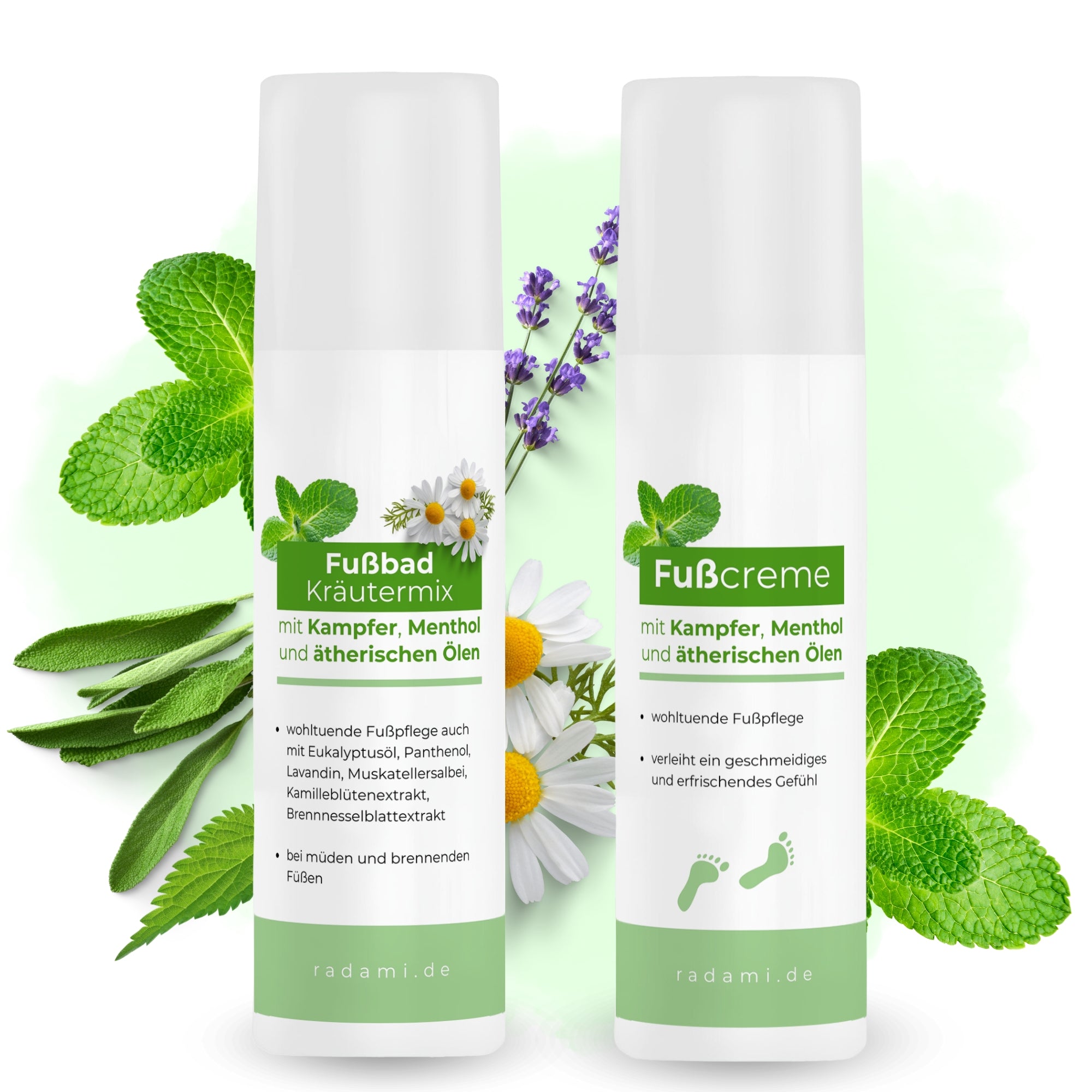Fußpflege Set Fuß Creme mit ätherischen Ölen und Fußbad - Mimaro