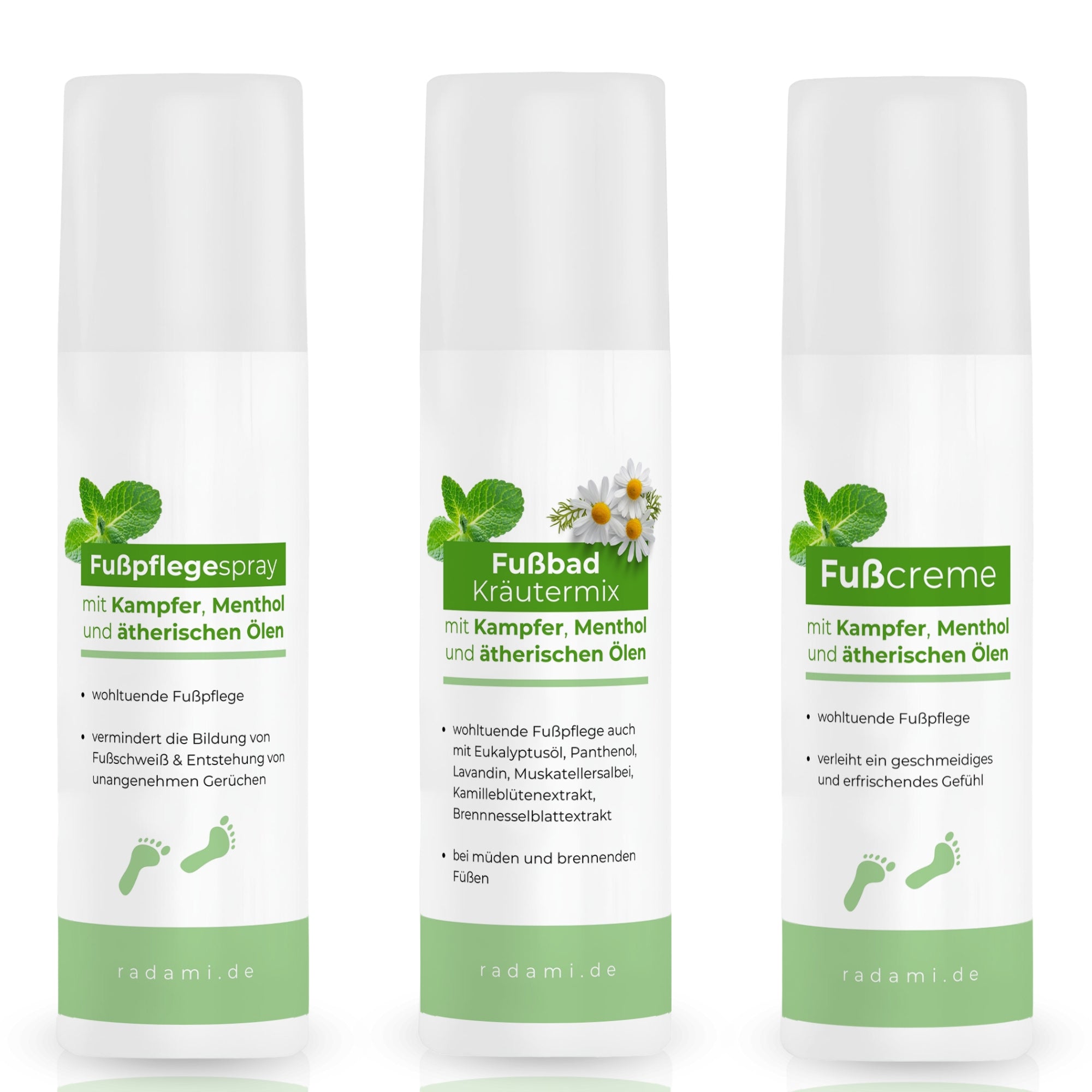 Fußpflege Geschenkbox Fußbad, Fußcreme und Fußspray 3x150ml - Mimaro