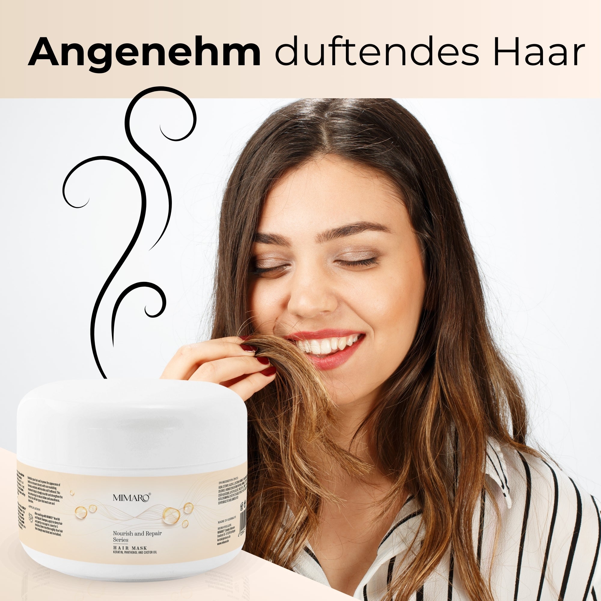 Mimaro® Nourish & Repair Haar Maske – mit edlen Kaschmir-Extrakt & Pro-Vitamin B5 – silikonfrei – 200 ml - Mimaro