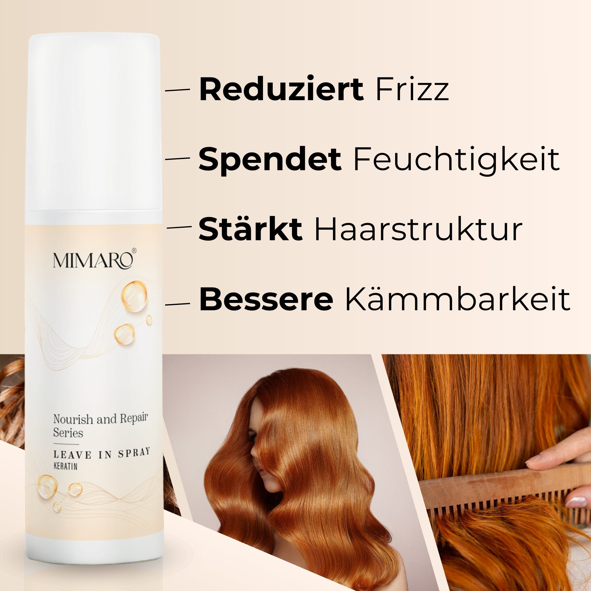 Mimaro® Nourish & Repair LEAVE IN Spray – Haarpflege Glanz & strukturierte Spitzen silikonfrei – 130 ml - Mimaro