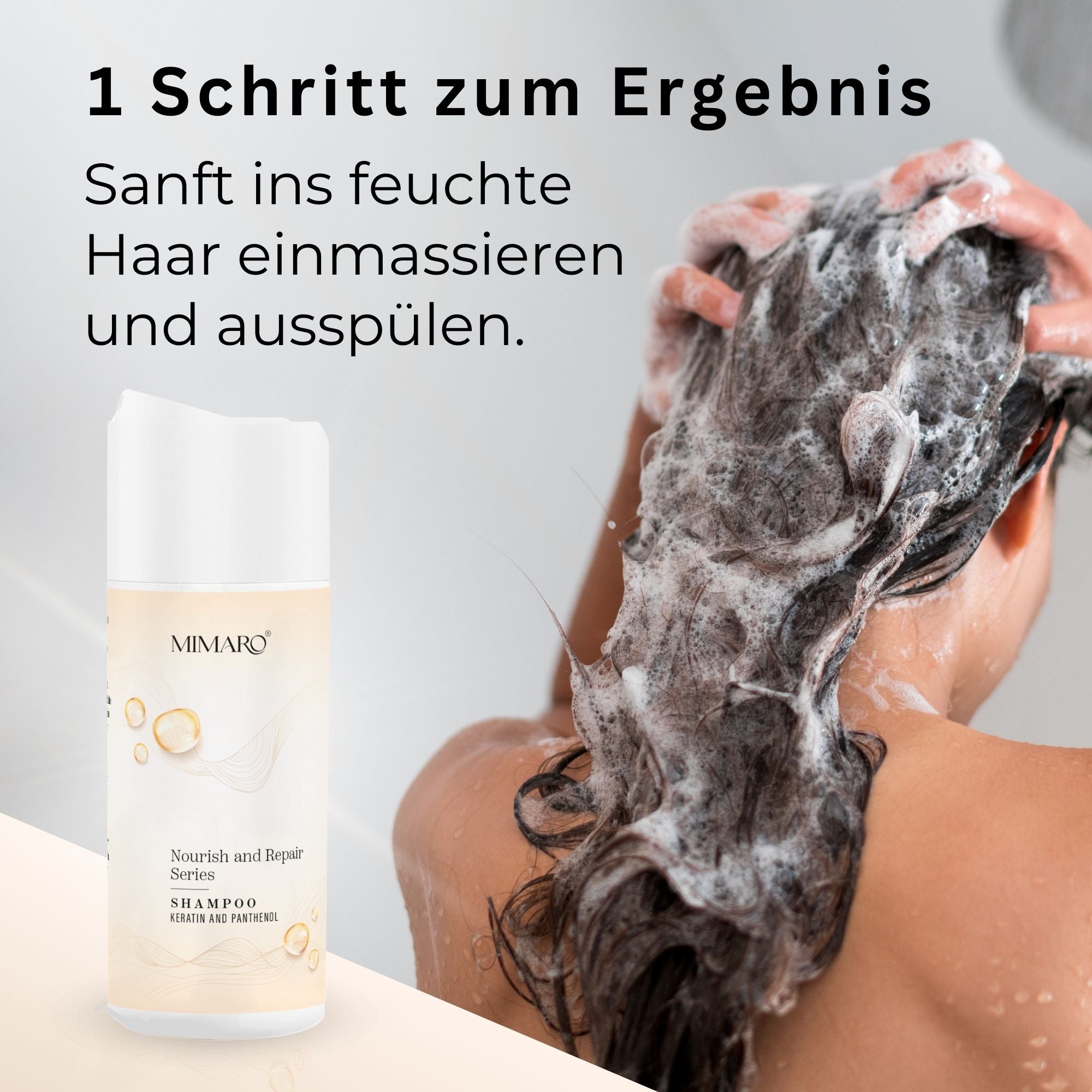 Mimaro® Nourish & Repair Shampoo – mit Kaschmir Extrakt & Pro-Vitamin B5 – für seidigen Glanz – silikonfrei – 130 ml - Mimaro