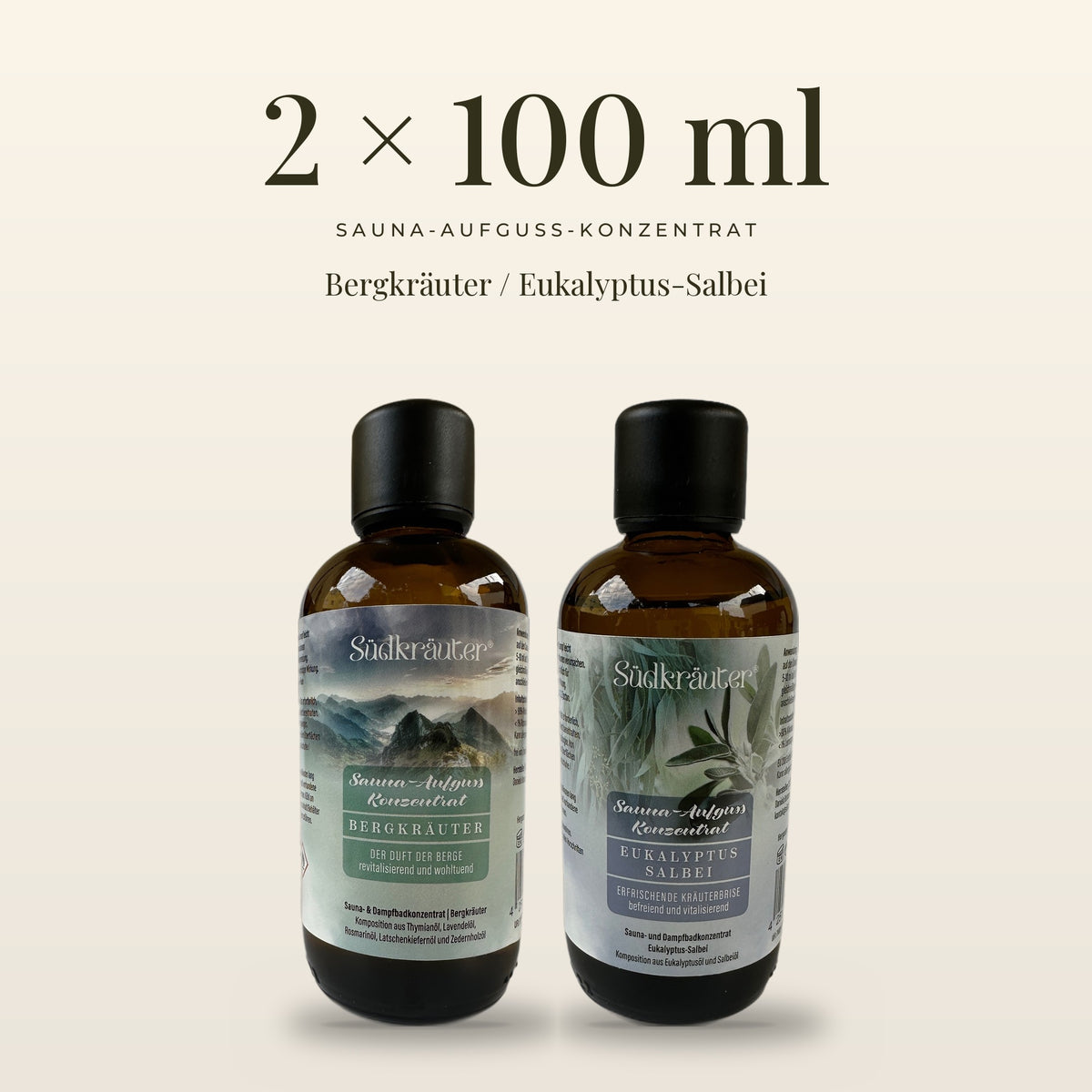 Saunaaufguss Set Bergkräuter & Eukalyptus-Salbei | 2 x 100 ml