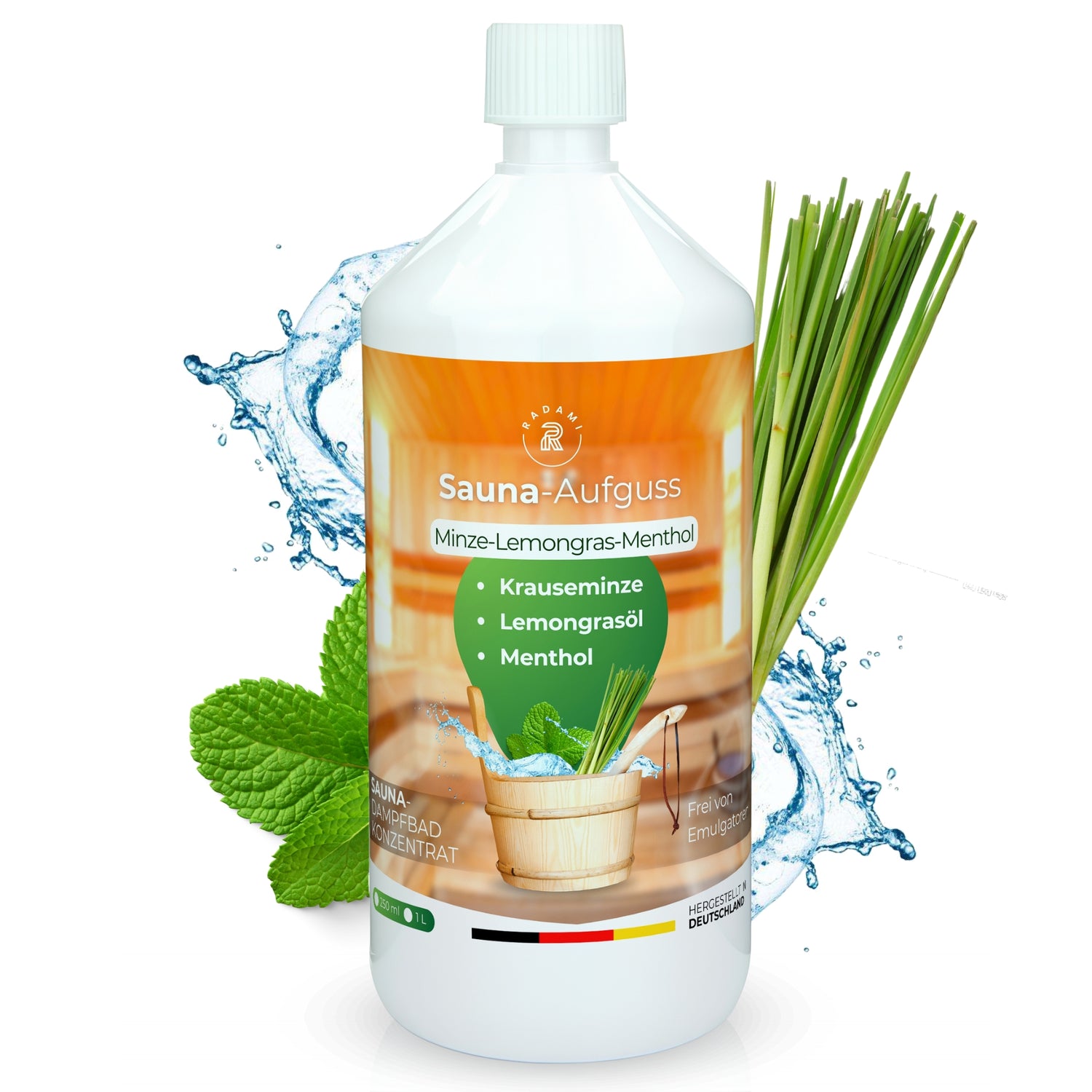 Saunaduft Saunaaufguss Sauna Duft Konzentrat Minze Lemongras 1L