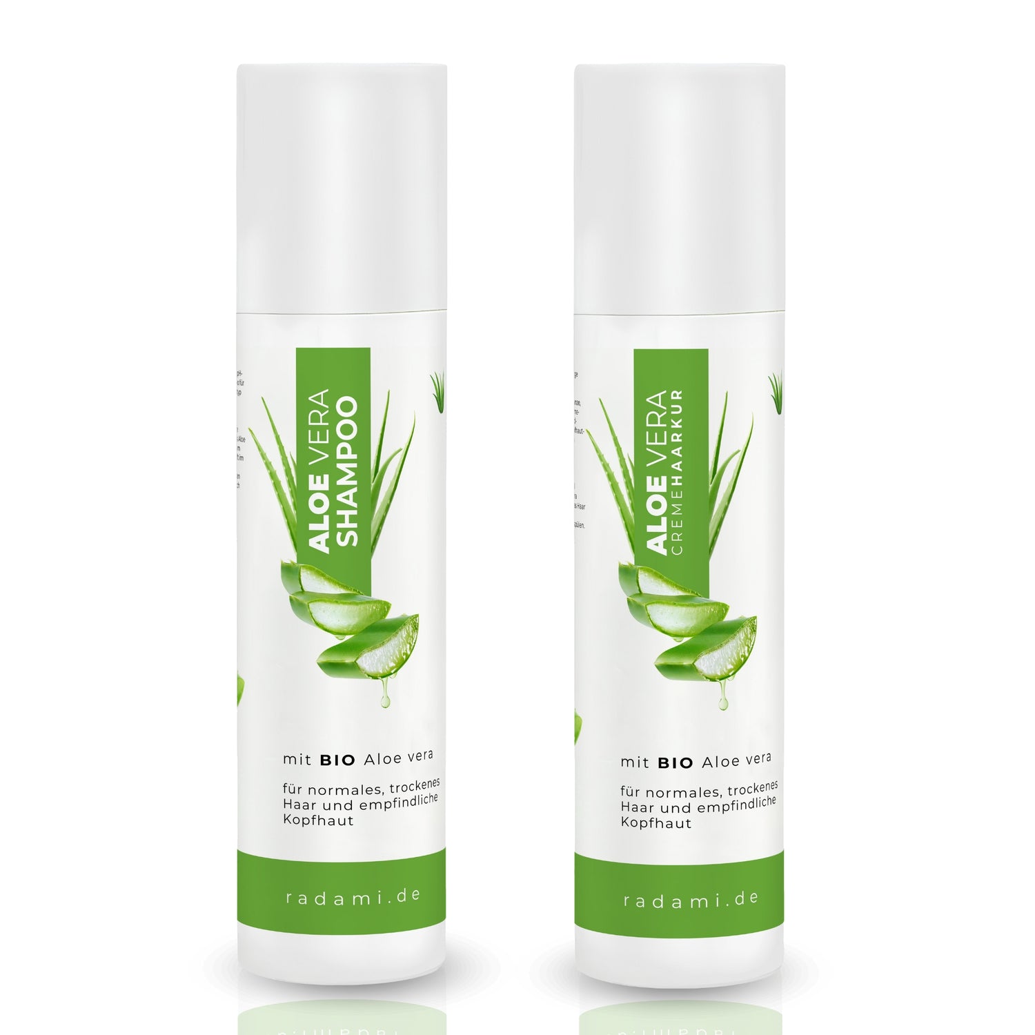 Aloe Vera Set Shampoo und Cremehaarkur Bio Aloe vera für trockenes Haar und empfindliche Kopfhaut jeweils 250 ml - Mimaro