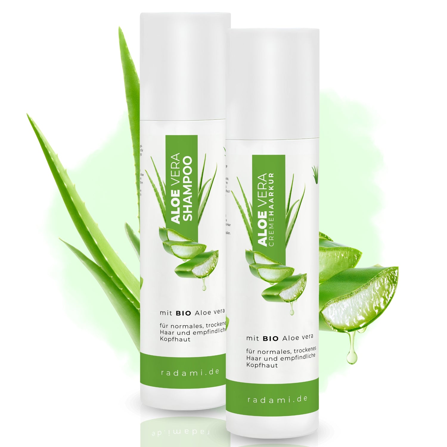 Aloe Vera Set Shampoo und Cremehaarkur Bio Aloe vera für trockenes Haar und empfindliche Kopfhaut jeweils 250 ml - Mimaro