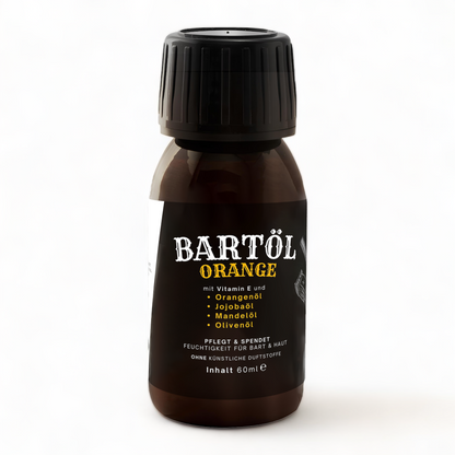 Bartöl Orange 60 ml Bartpflege mit Jojobaöl, Mandelöl und Olivenöl - Mimaro