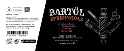 Bartöl Zedernholz 60 ml Bartpflege mit Jojobaöl und Mandelöl - Mimaro