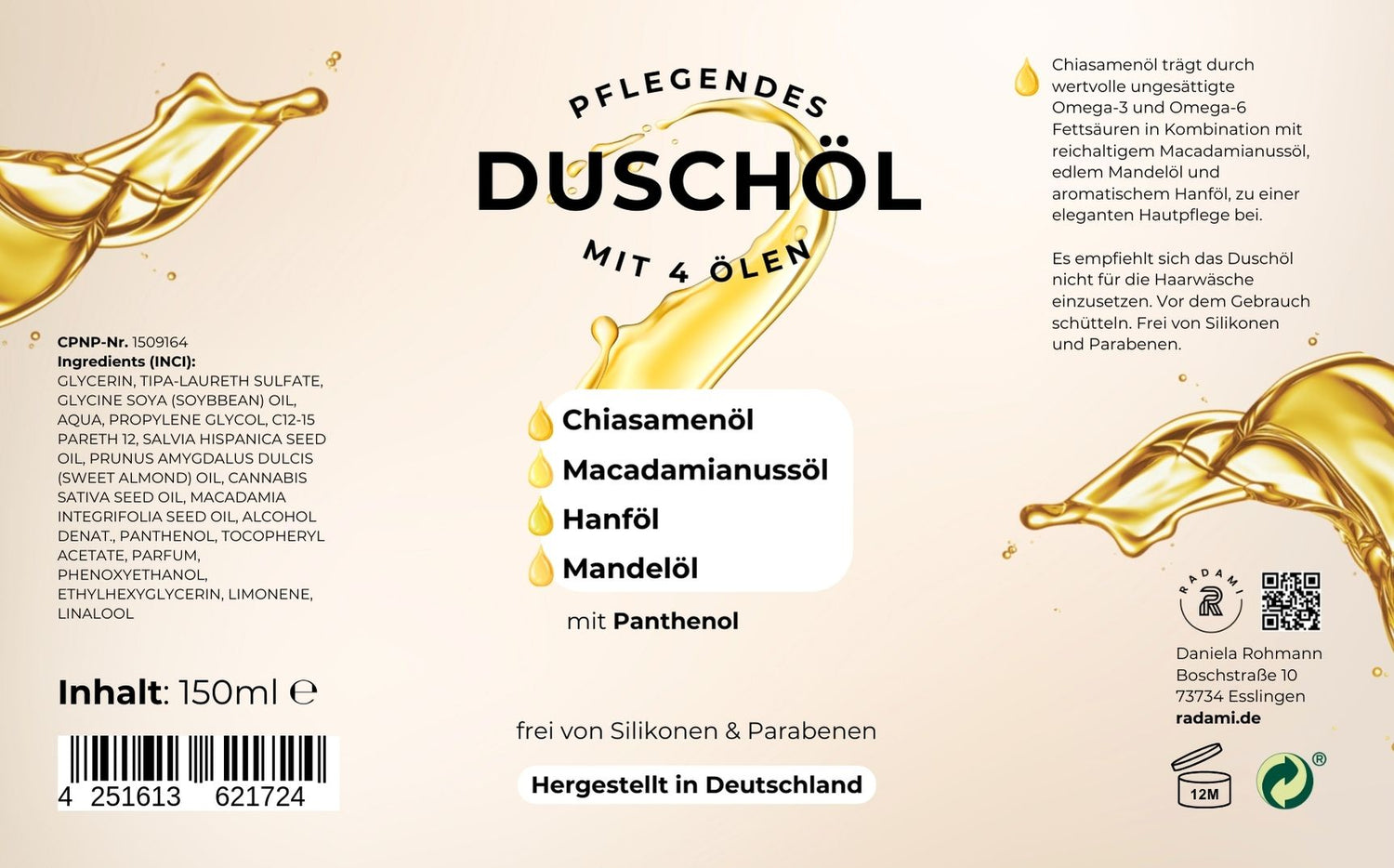 Duschöl Bodybutter Pflege SET Duschbad je150ml - Mimaro