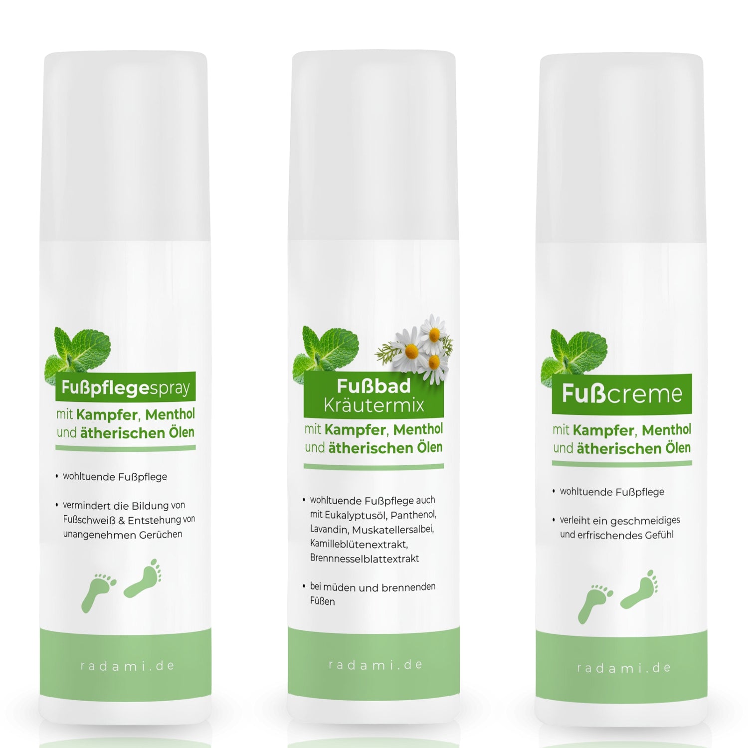 Fußpflege Fußbad, Fußcreme und Fußspray  3x150ml