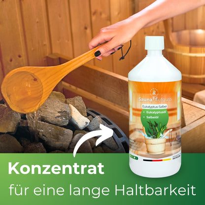 Saunaduft Saunaaufguss Sauna Duft Aufguss Konzentrat Eukalyptus Salbei 1L