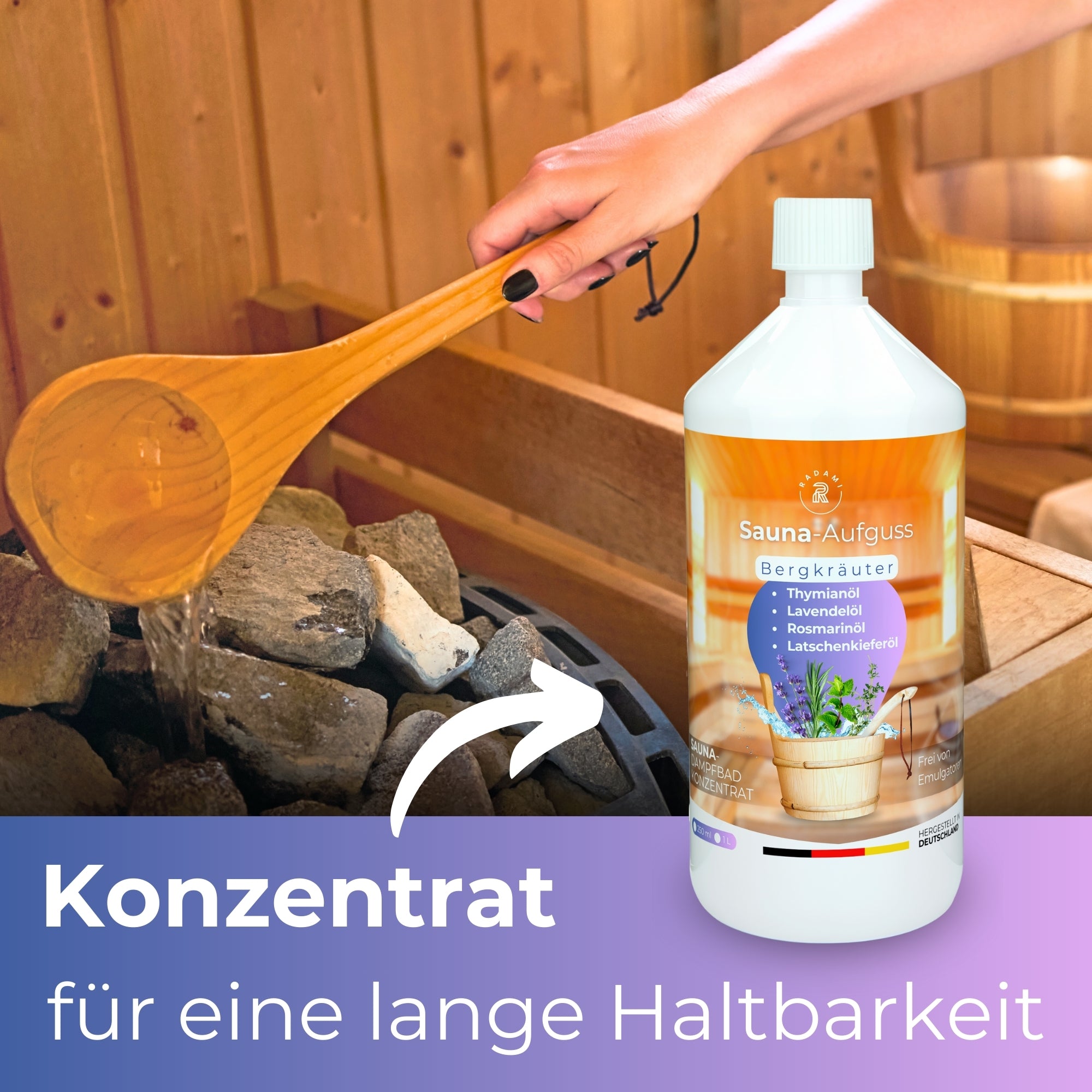 Saunaduft Saunaaufguss Sauna Duft Aufguss Konzentrat Bergkräuter 1L