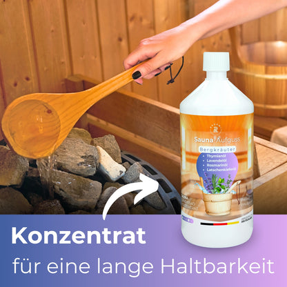 Saunaduft Saunaaufguss Sauna Duft Aufguss Konzentrat Bergkräuter 1L