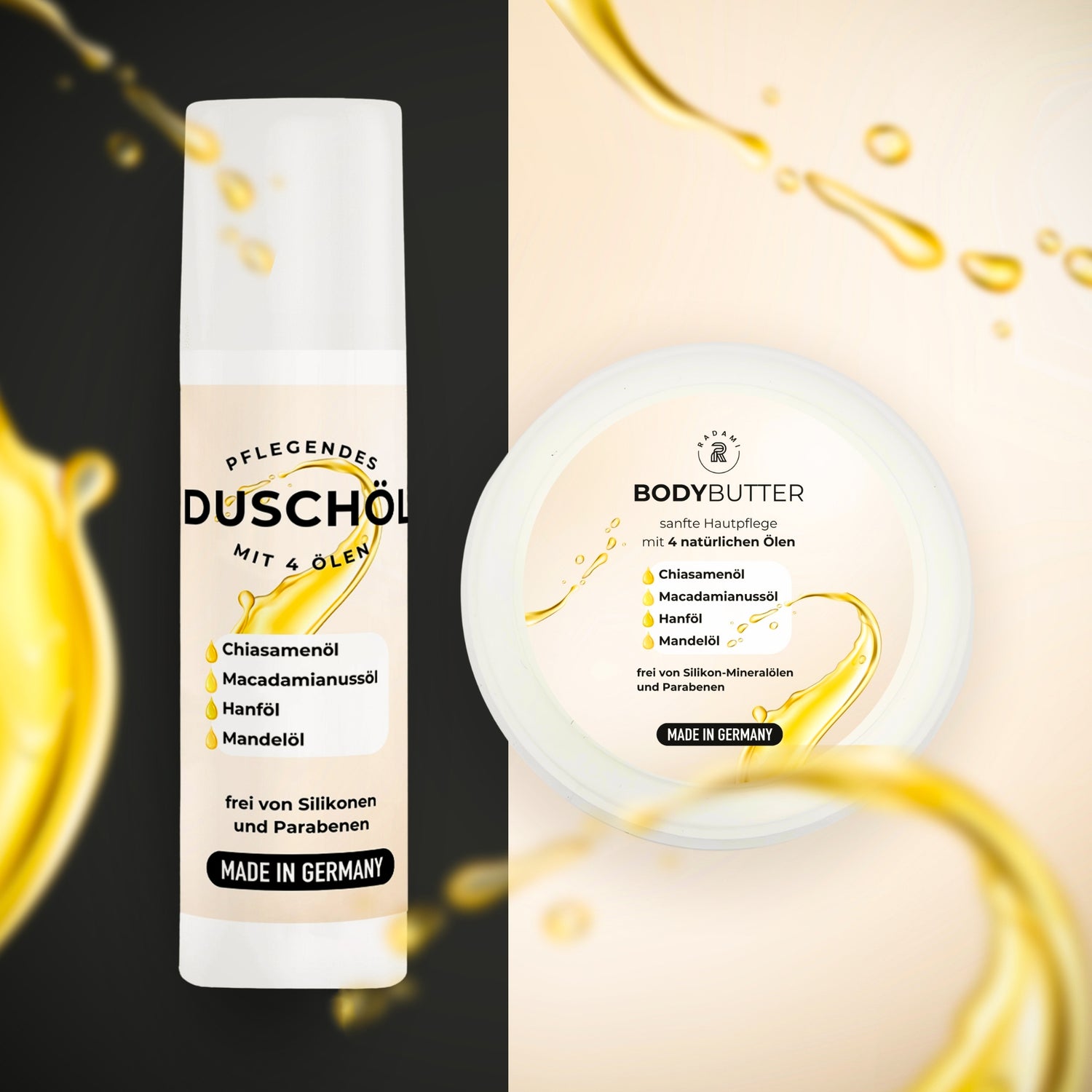 Duschöl Bodybutter Pflege SET Duschbad je150ml - Mimaro