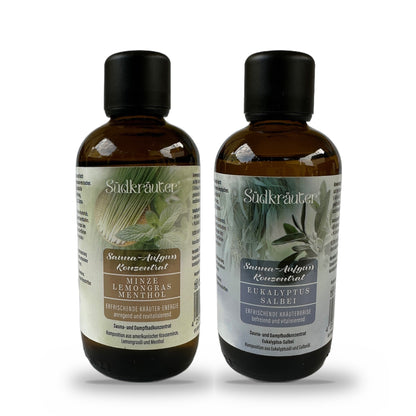 Saunaaufguss Set Minze-Lemongras &amp; Eukalyptus-Salbei | 2 x 100 ml
