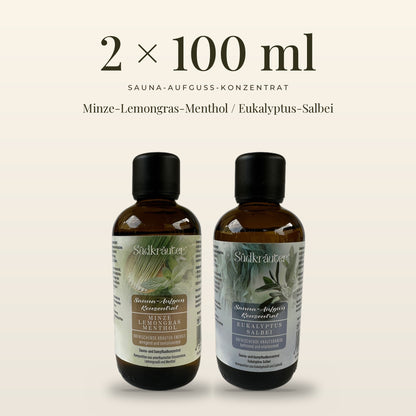 Saunaaufguss Set Minze-Lemongras &amp; Eukalyptus-Salbei | 2 x 100 ml
