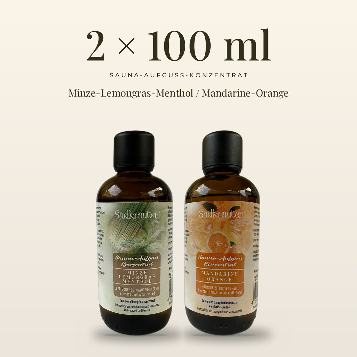 Saunaaufguss Set Minze-Lemongras &amp; Mandarine-Orange | 2 x 100 ml