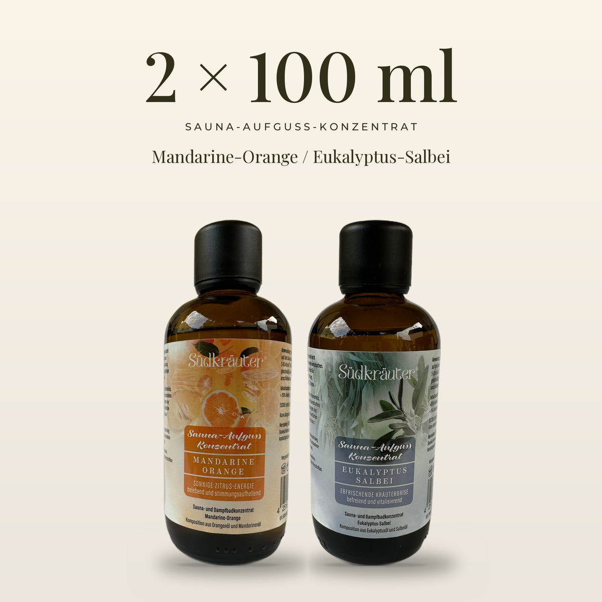 Saunaaufguss Set Mandarine-Orange &amp; Eukalyptus-Salbei | 2 x 100 ml